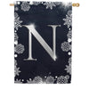 Silver Snowflakes Monogram Double Sided House Flag