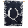 Silver Snowflakes Monogram Double Sided House Flag