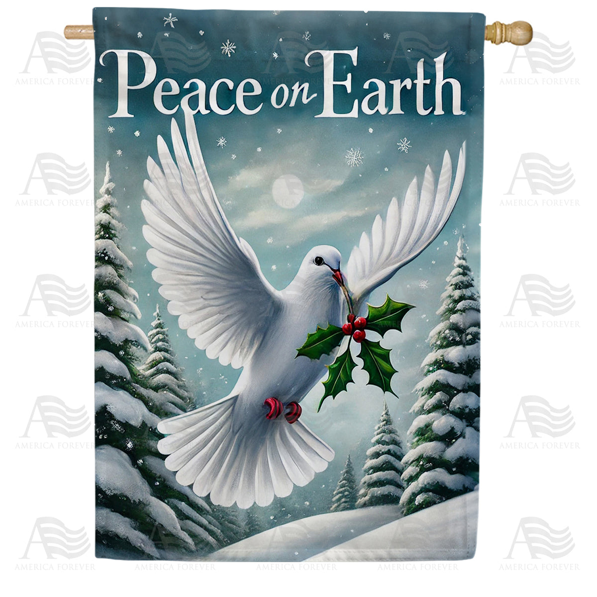 Peace Dove Christmas Double Sided House Flag