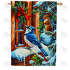 Winter Blue Jay and Squirrel Double Sided House Flag