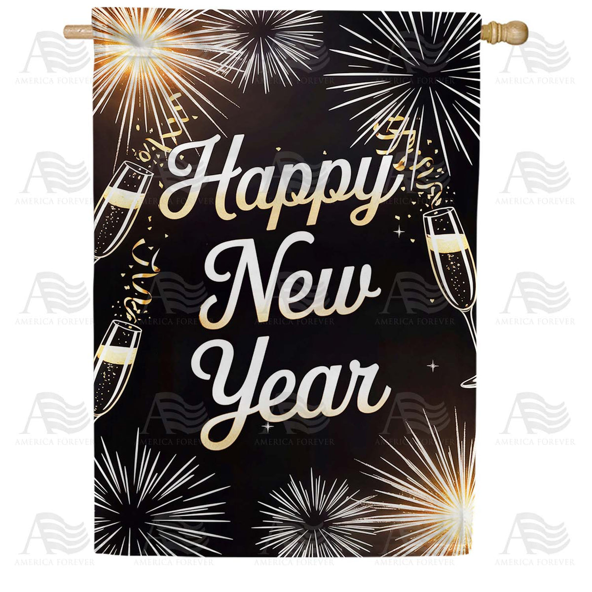 New Year Fireworks House Flag