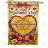 Happy Valentine's Day Wood Heart Personalized Double Sided House Flag