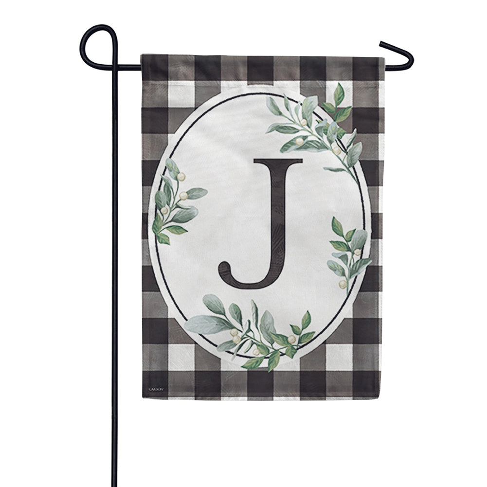 Carson Monogram Garden Flag - Buffalo Check