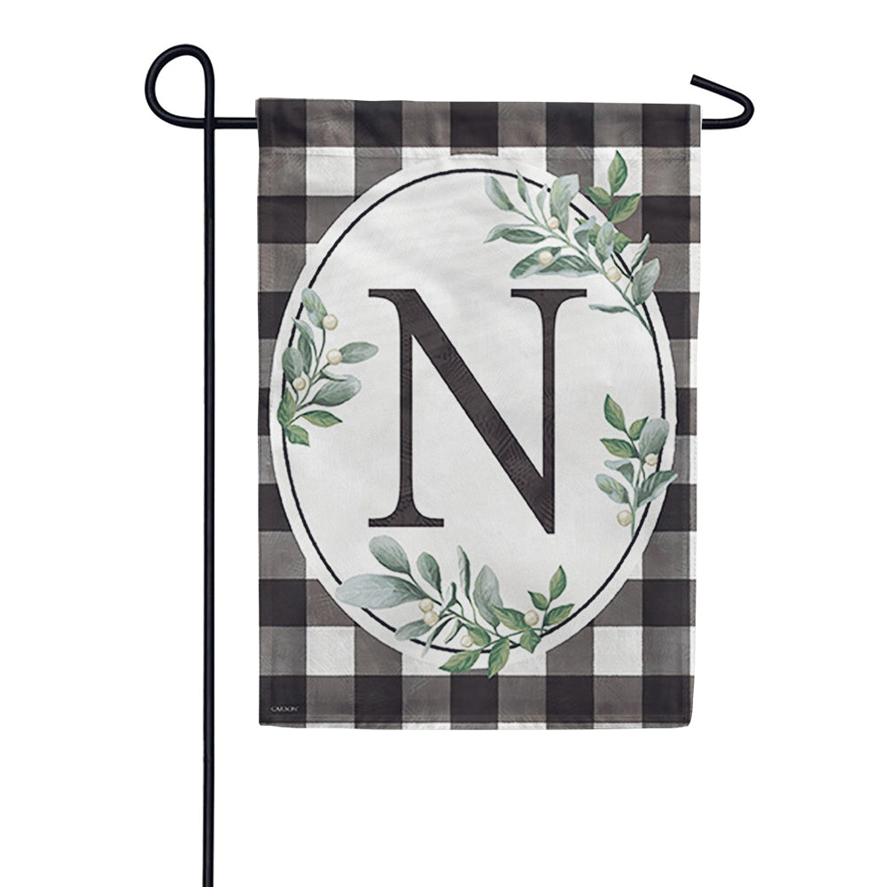 Carson Monogram Garden Flag - Buffalo Check
