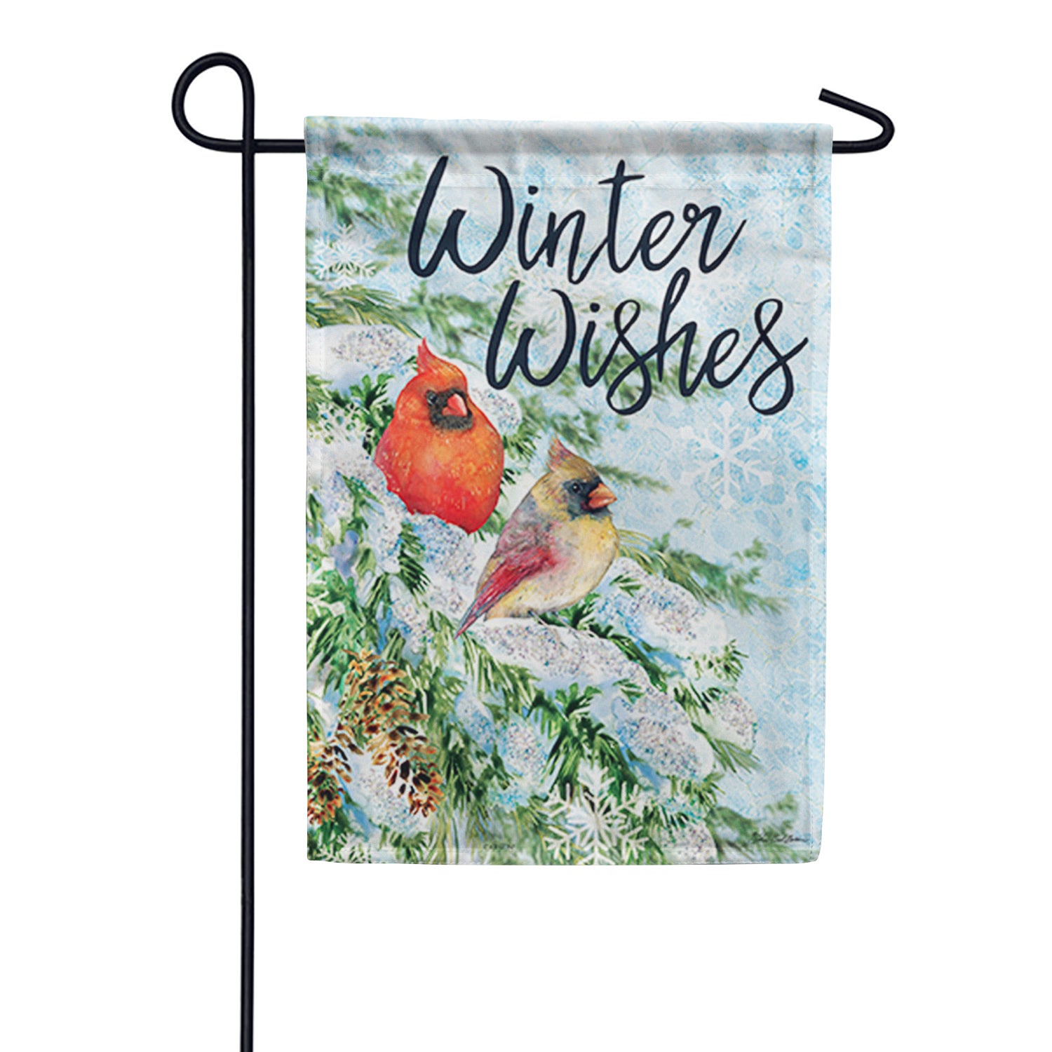 Carson Snow Pines & Cardinals Glittertrends Garden Flag