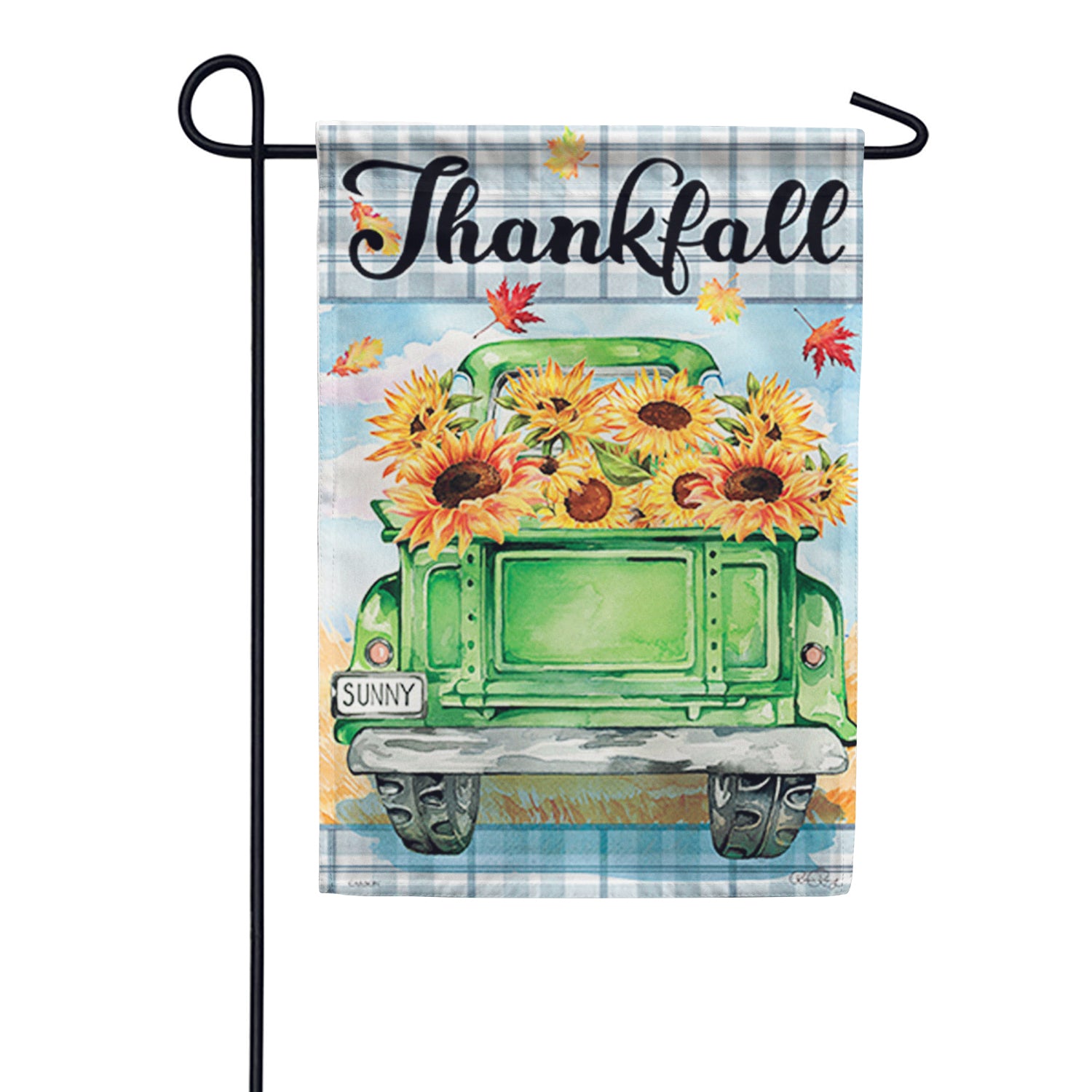 Green Truck Garden Flag