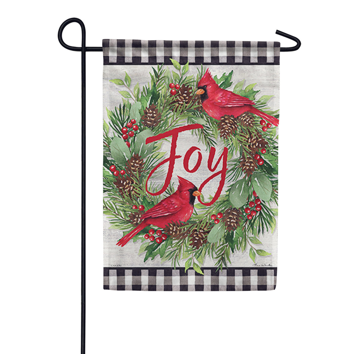 Joy Cardinal Wreath Garden Flag