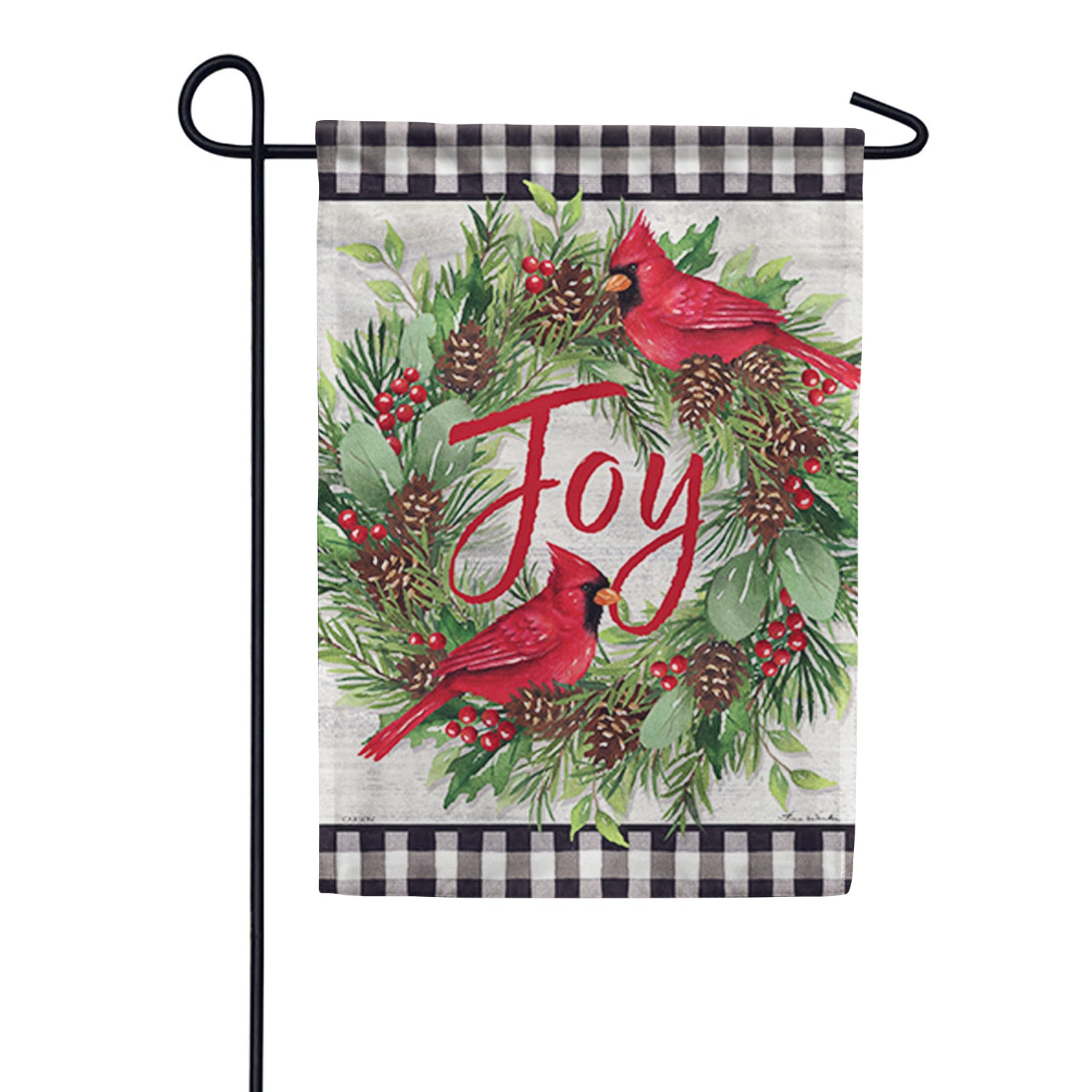 Joy Cardinal Wreath Garden Flag