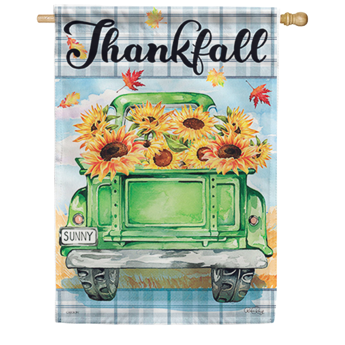 Green Truck House Flag