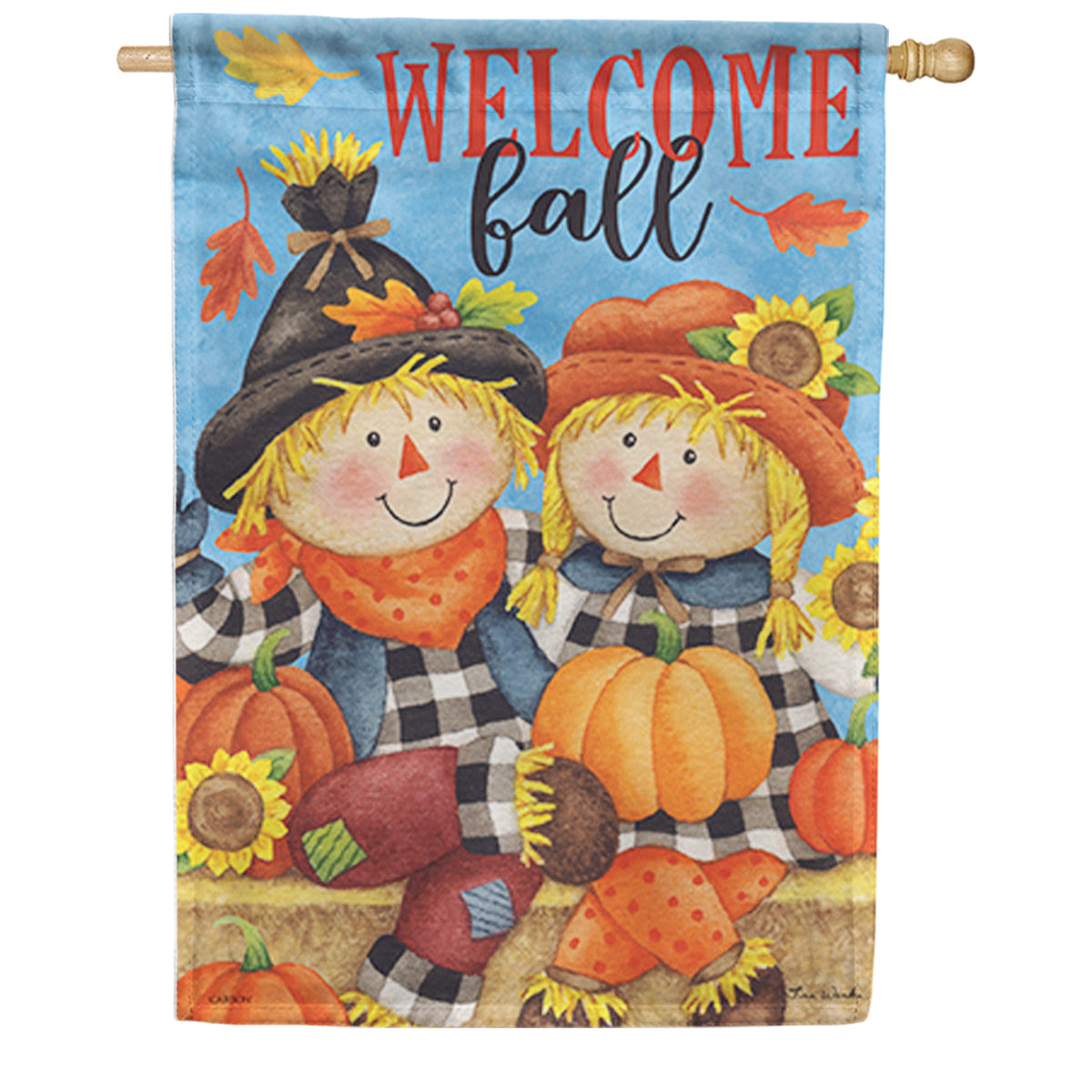 Scarecrow Couple House Flag