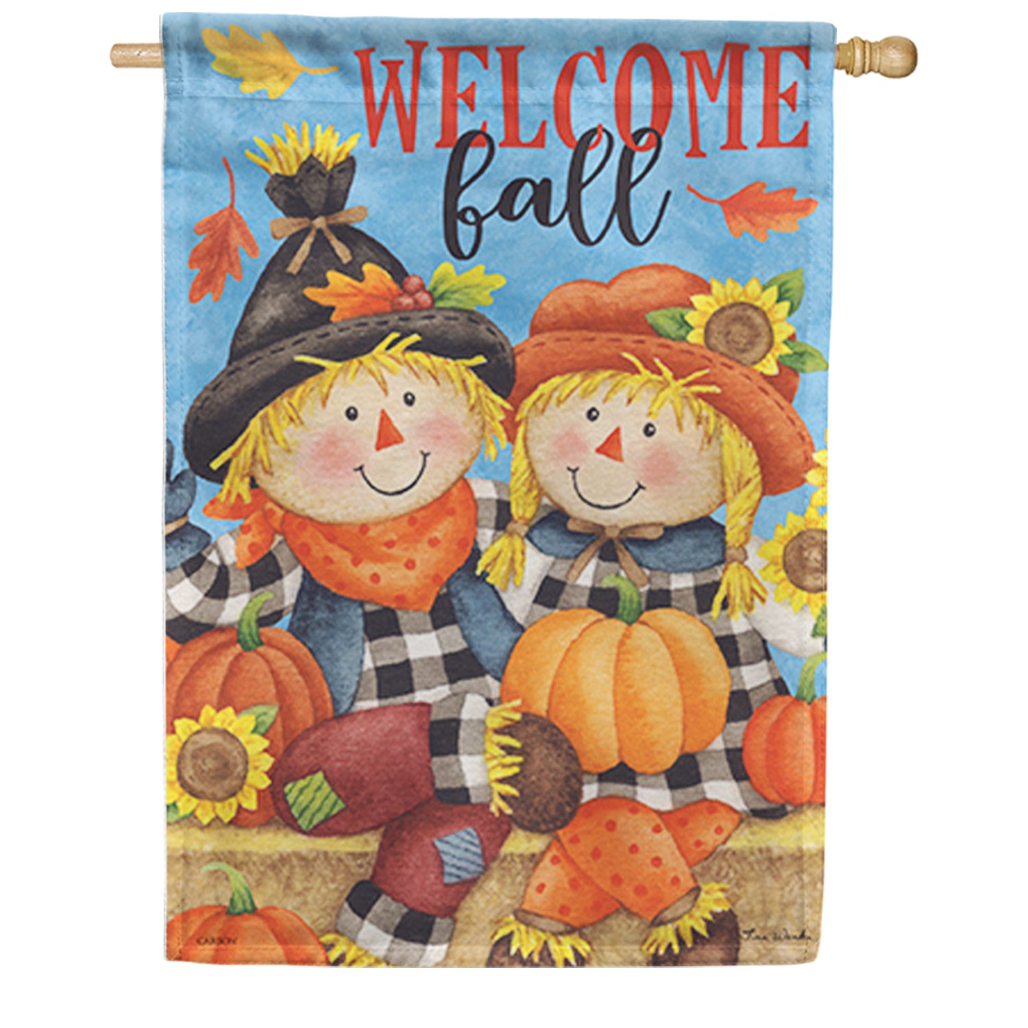 Scarecrow Couple House Flag