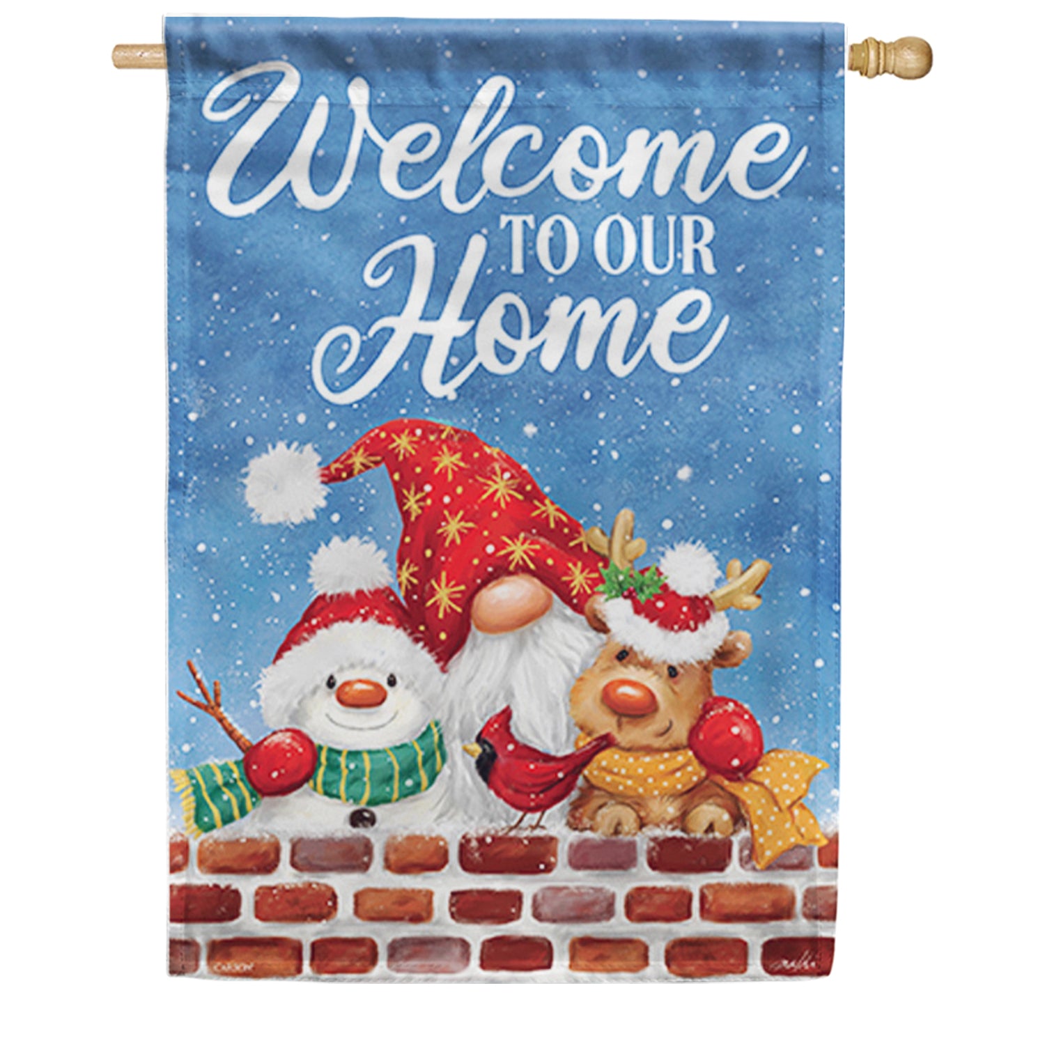 Santa Gnome & Friends House Flag