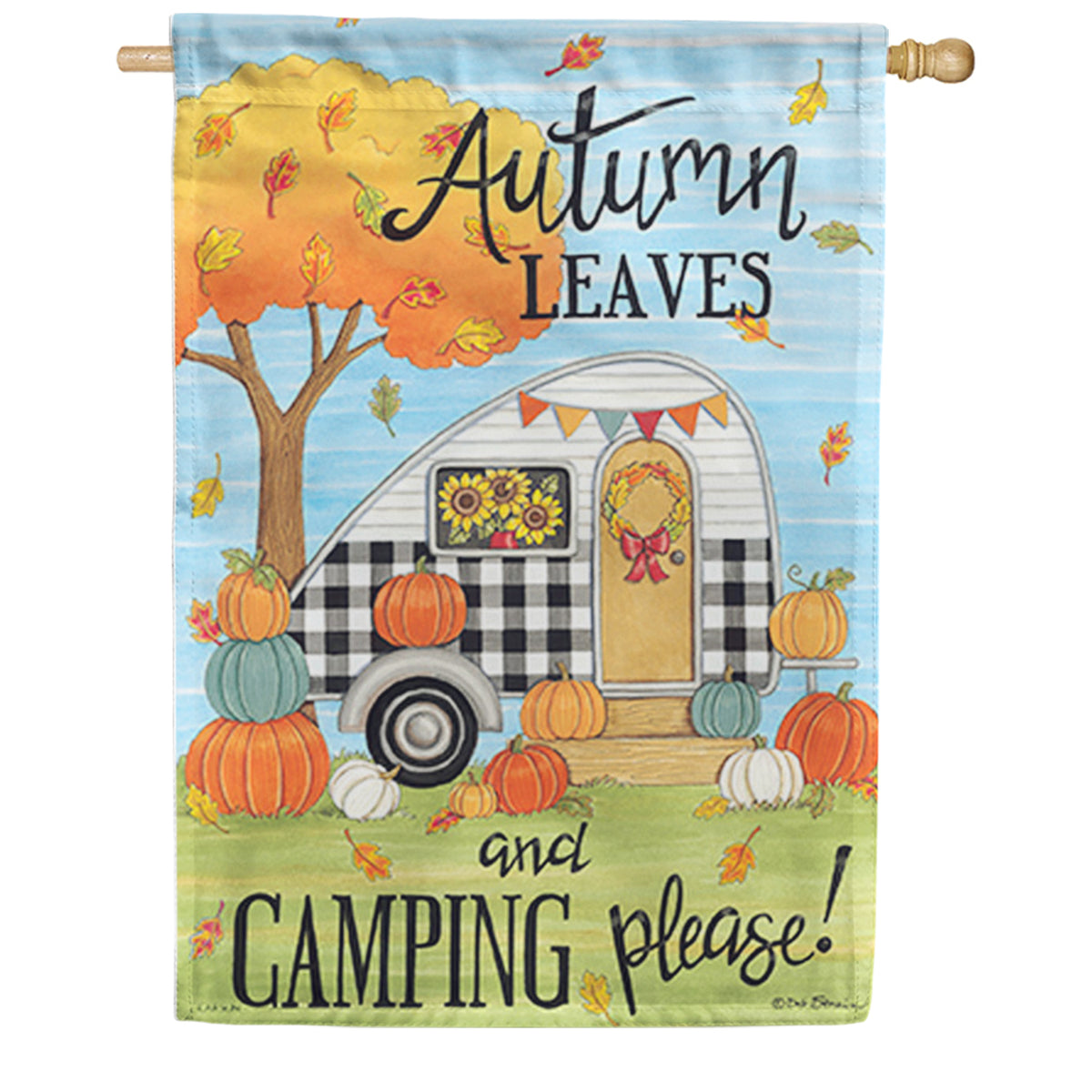 Autumn Camping House Flag