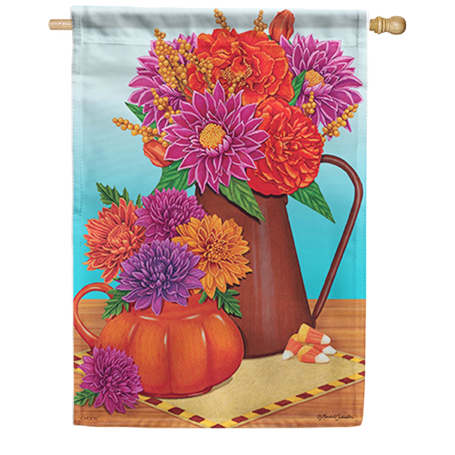 Fall Flowers House Flag