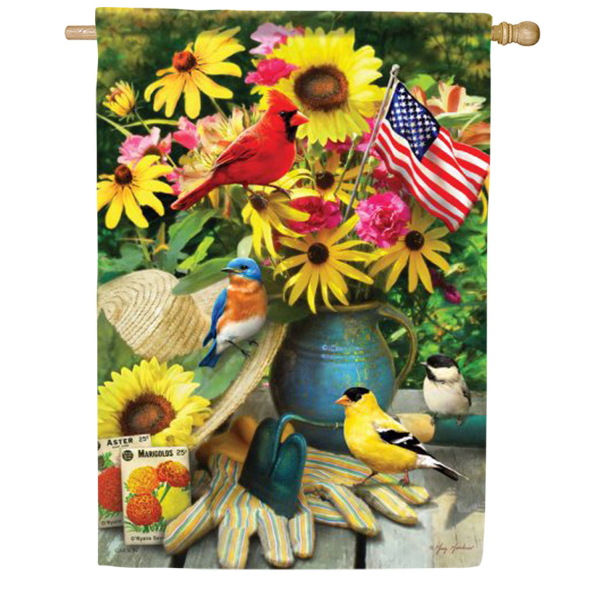 Summer Birds House Flag