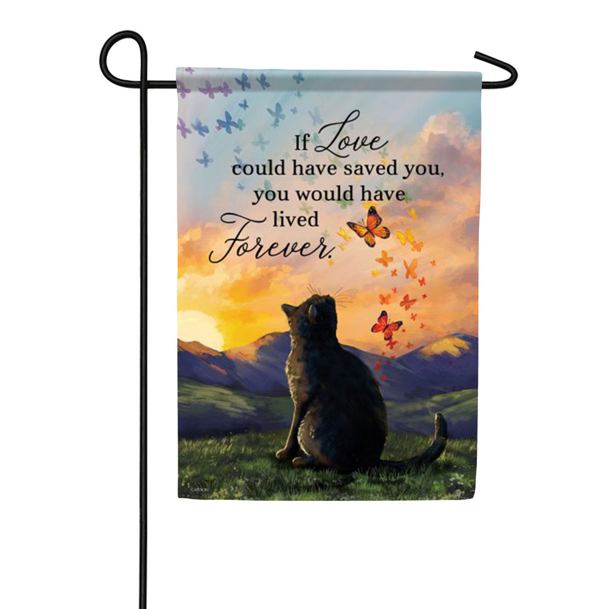Live Forever Cat Garden Flag