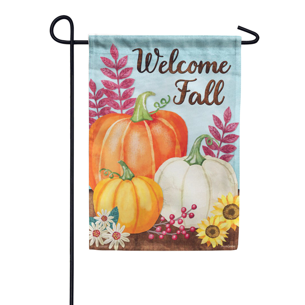Pumpkin Trio Welcome Garden Flag