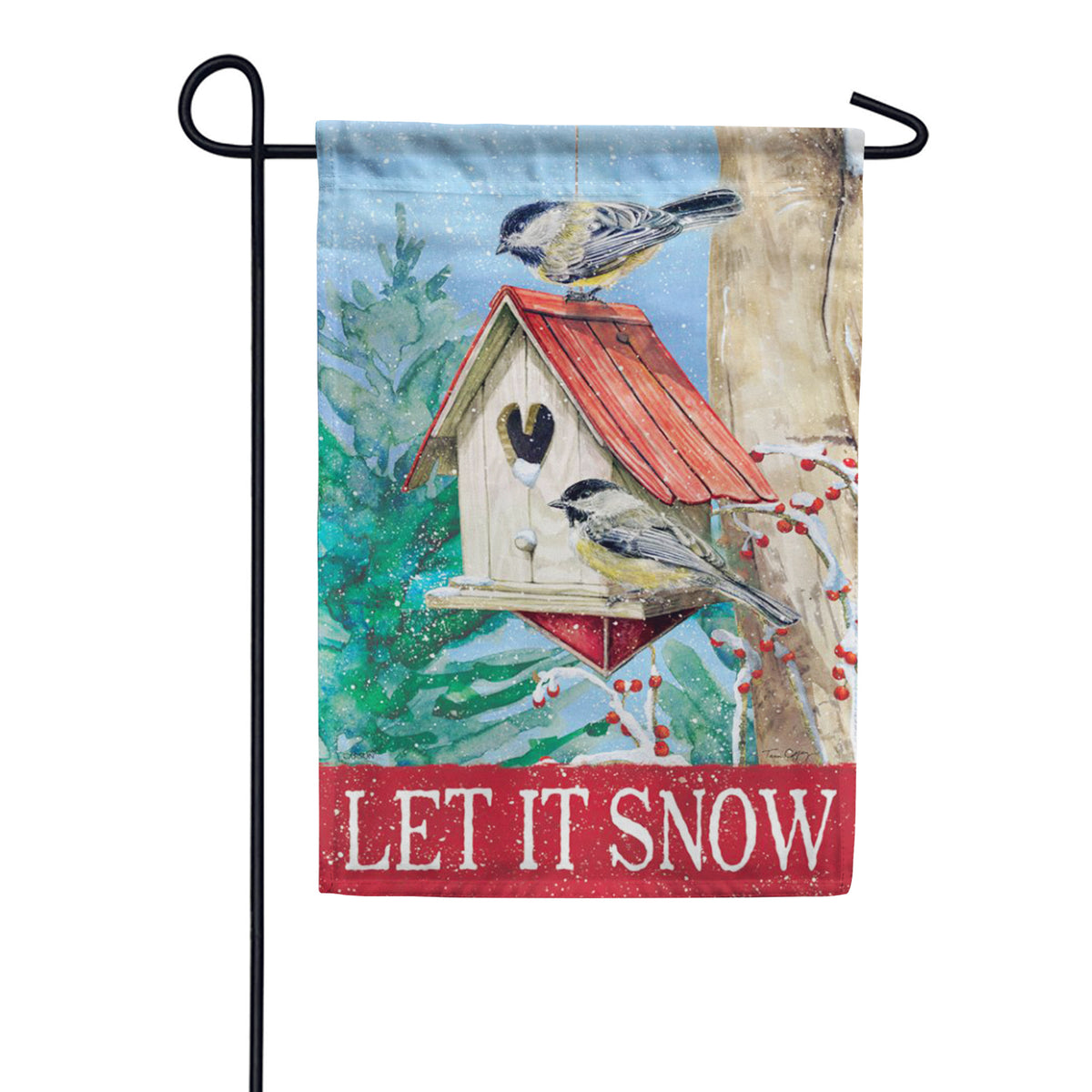 Red Roof Birdhouse Garden Flag