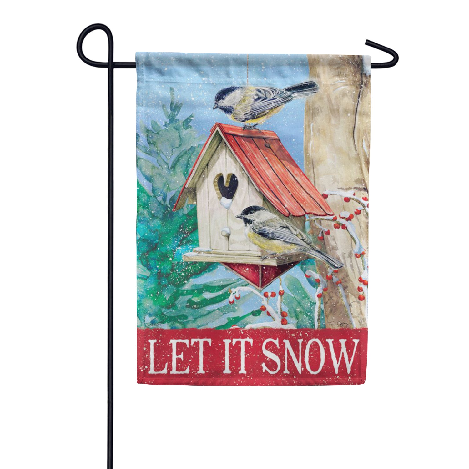Red Roof Birdhouse Garden Flag