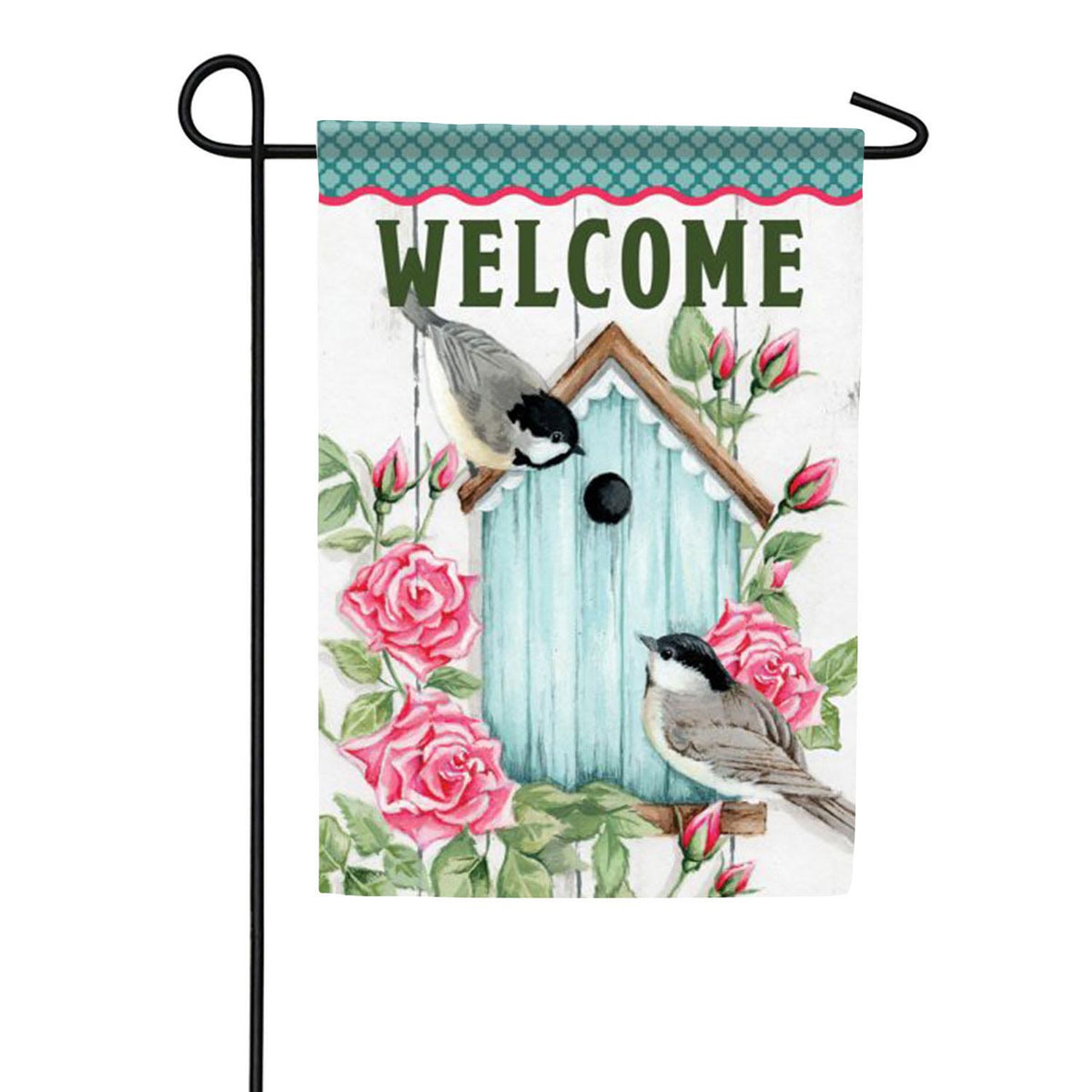 Chickadees & Birdhouse Garden Flag