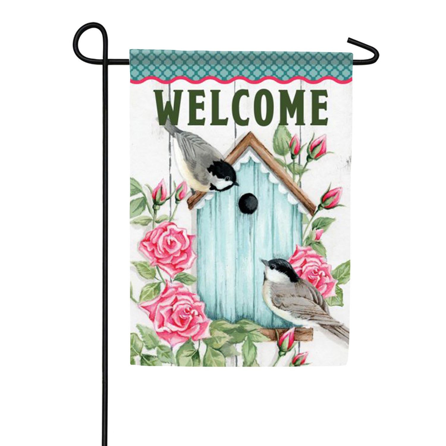 Chickadees & Birdhouse Garden Flag