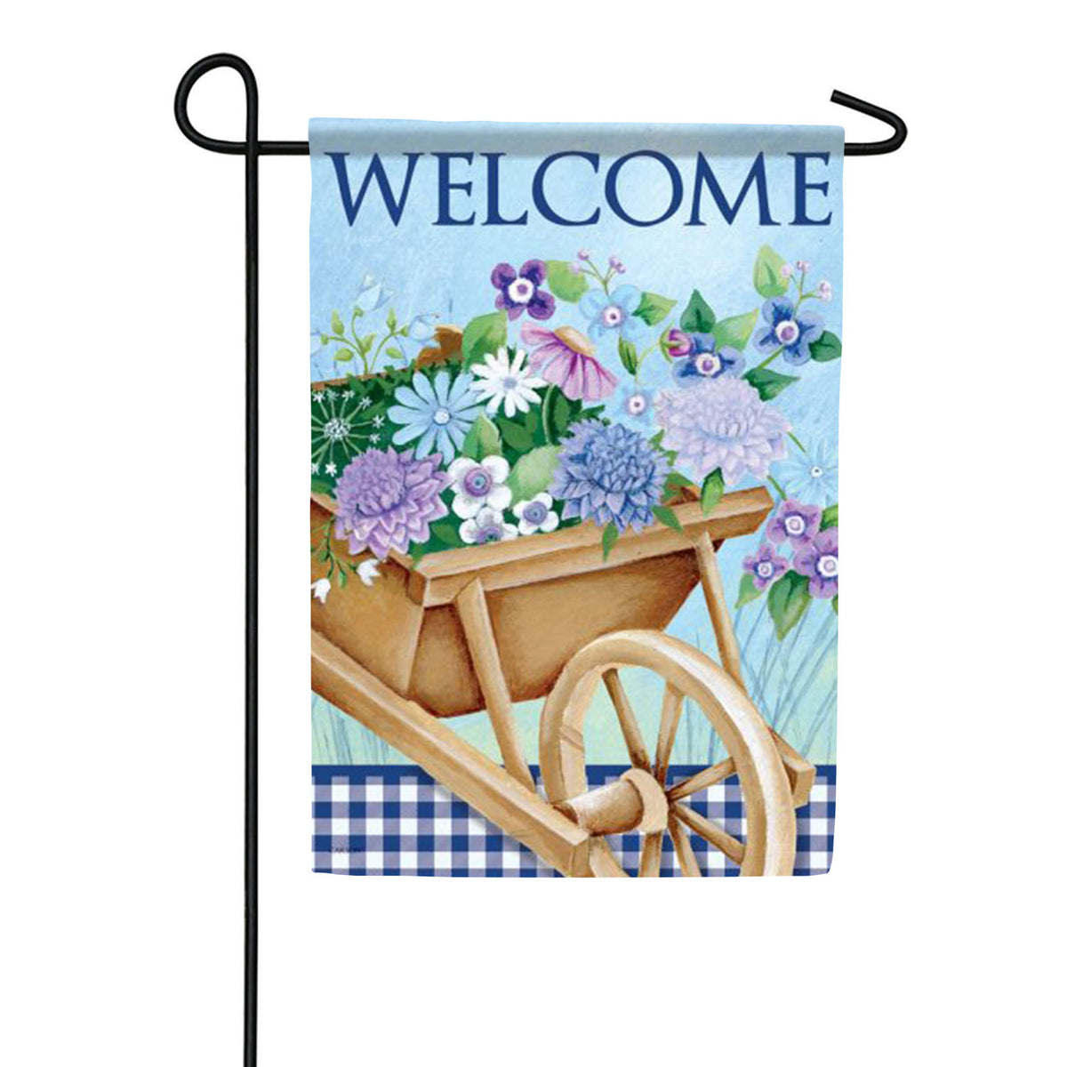 Wheelbarrow & Flowers Garden Flag