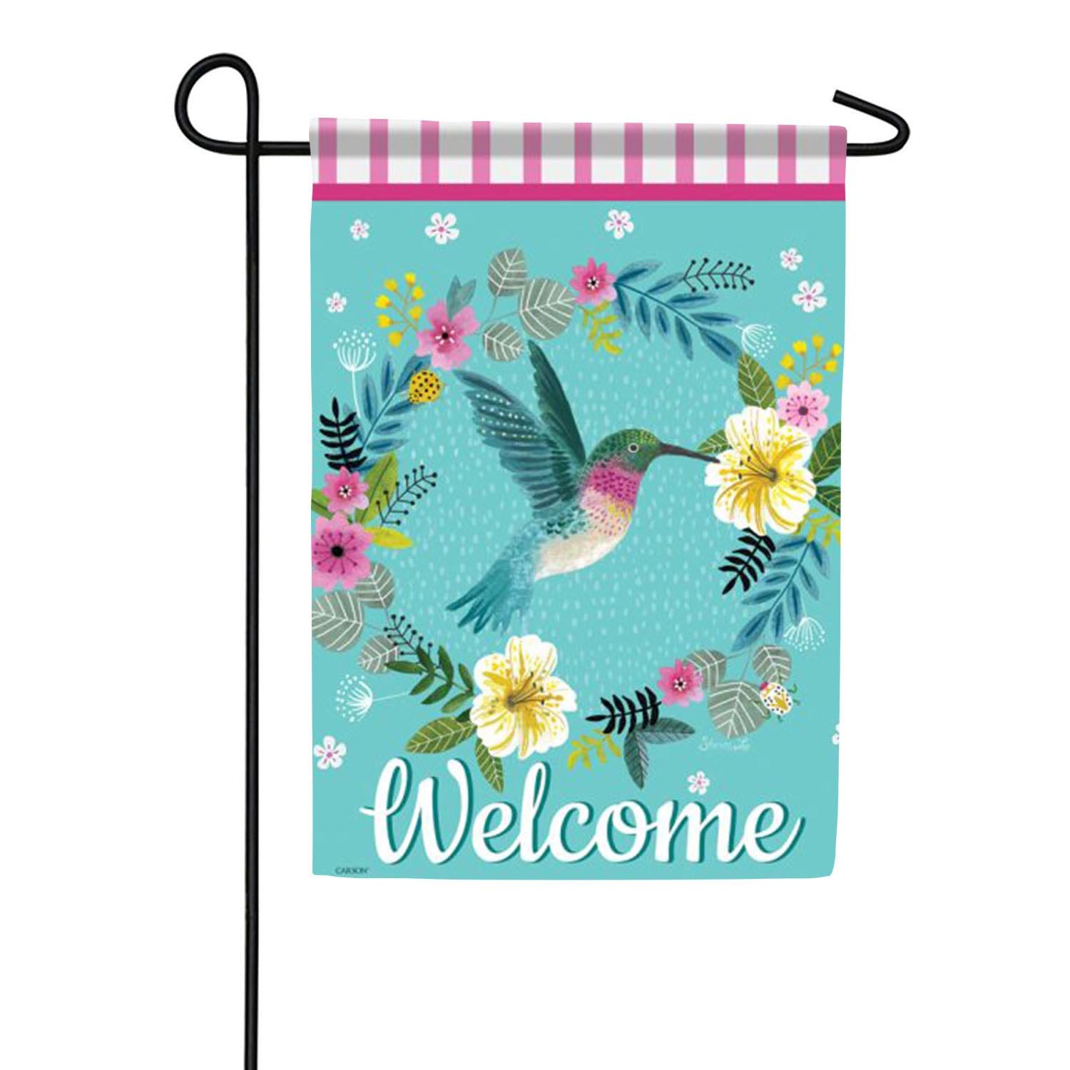 Hummingbird Wreath Garden Flag