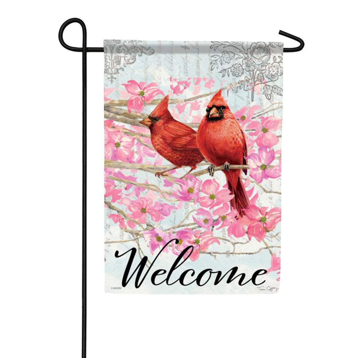 Cardinals In Pink Double Sided Garden Flag