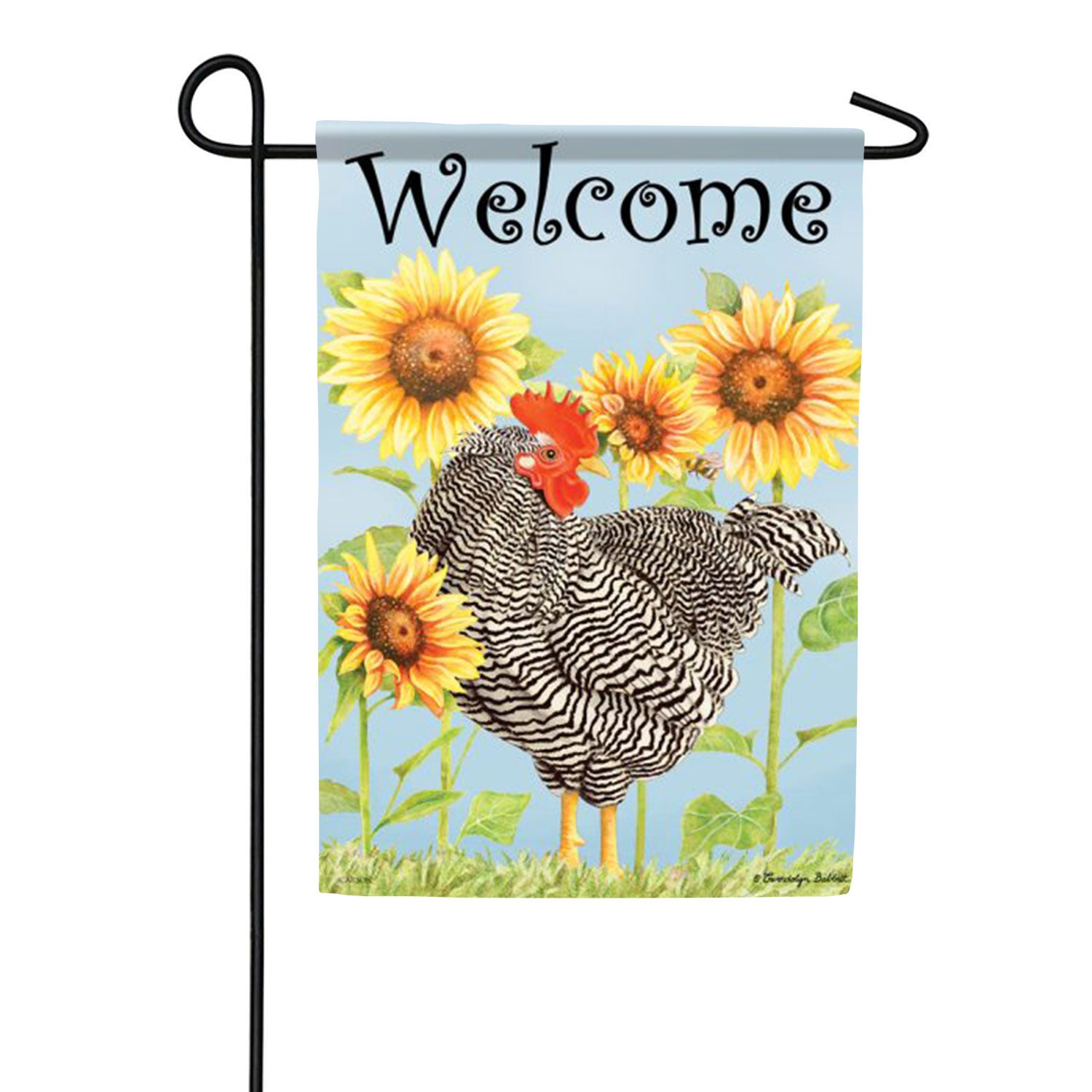 Chicken & Sunflowers Double Sided Garden Flag