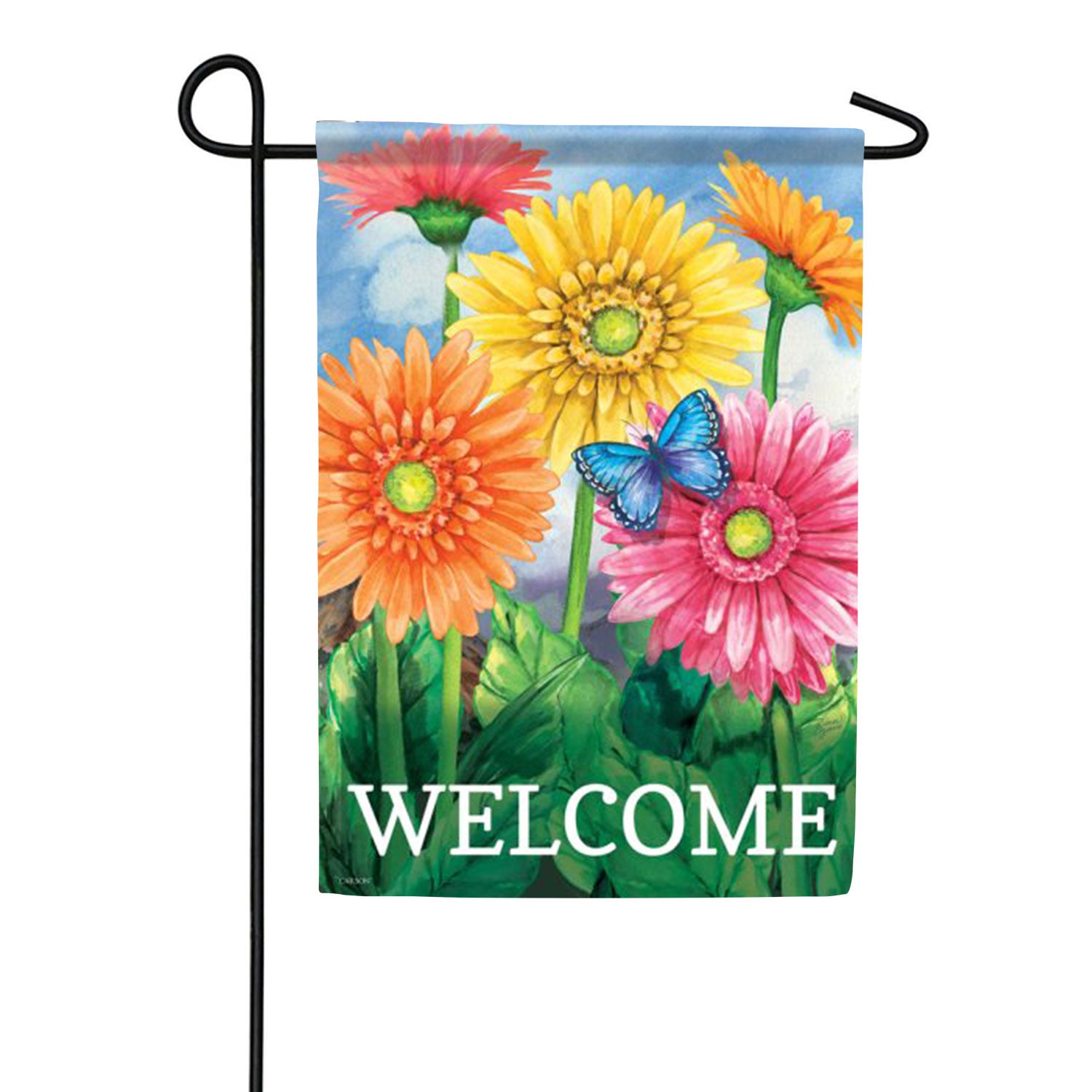 Gerbera Welcome Double Sided Garden Flag