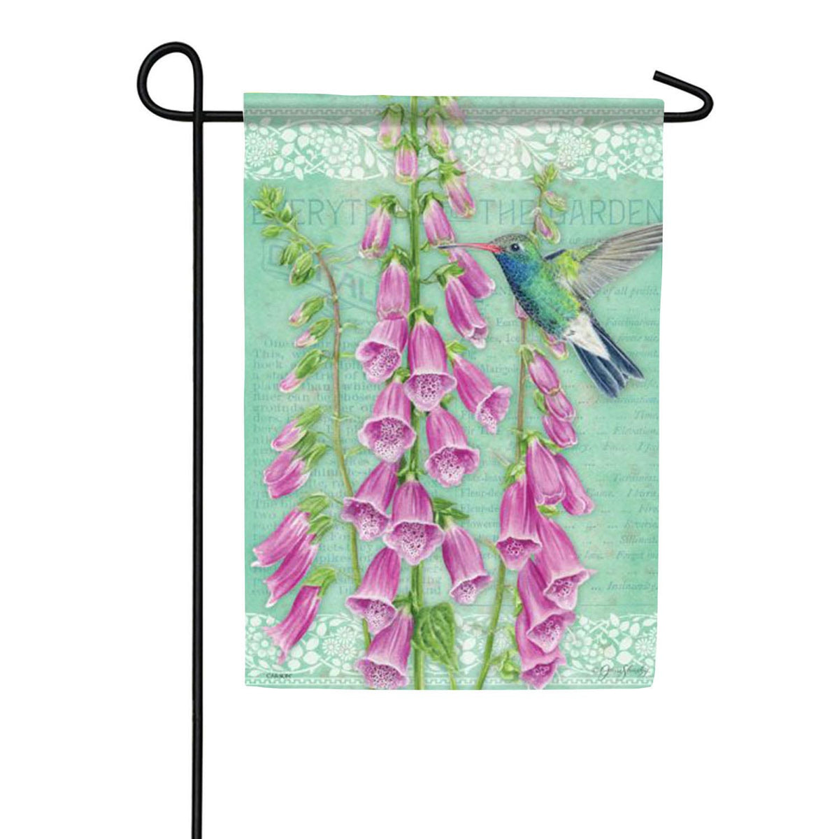 Hummingbird & Foxglove Double Sided Garden Flag