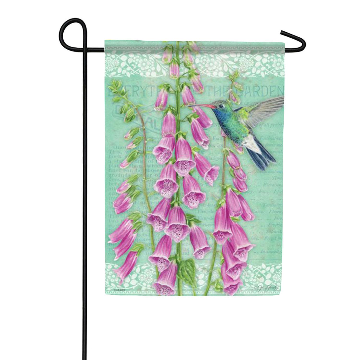 Hummingbird & Foxglove Double Sided Garden Flag