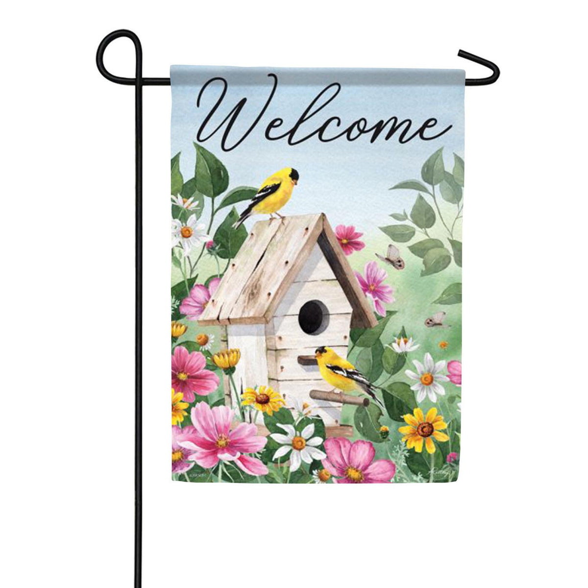 Welcome Finches Double Sided Garden Flag