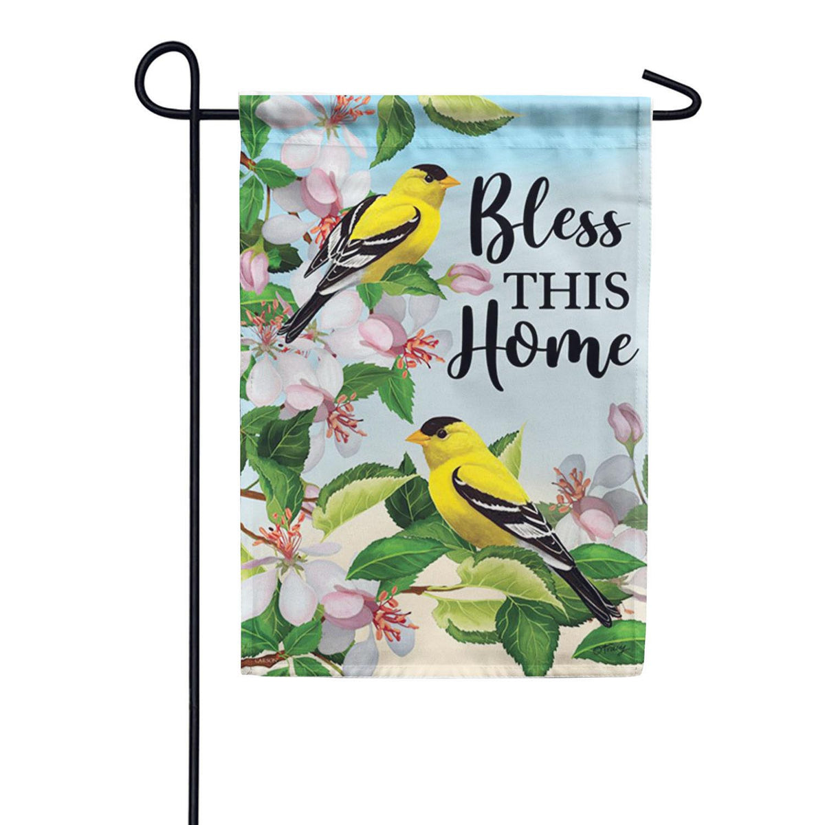 Bless This Home Goldfinches Double Sided Garden Flag