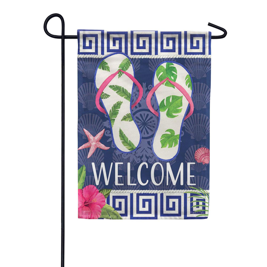 Indigo Leaf Flip Flops Double Sided Garden Flag