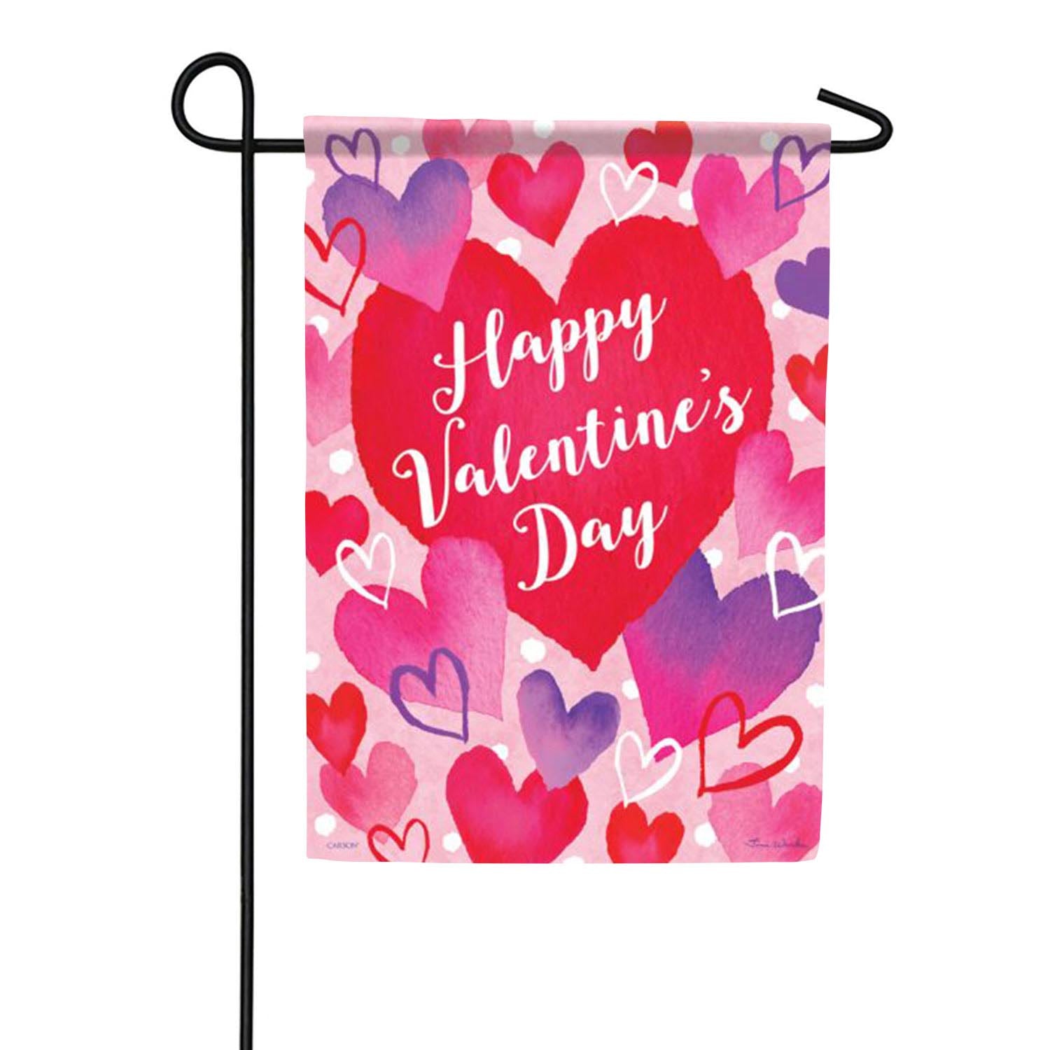 Watercolor Hearts Double Sided Garden Flag