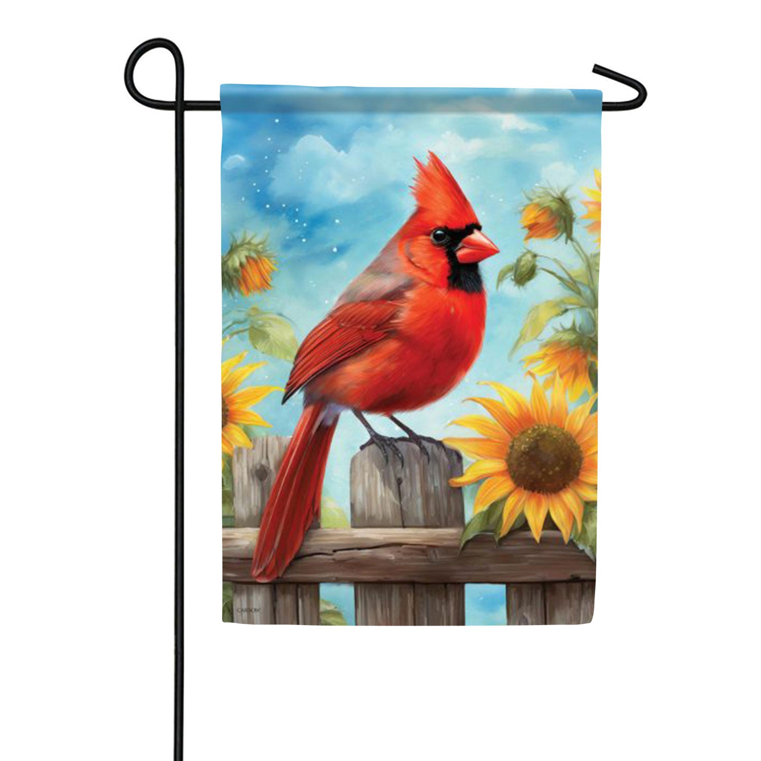 Cardinal on Fence Double Sided Garden Flag