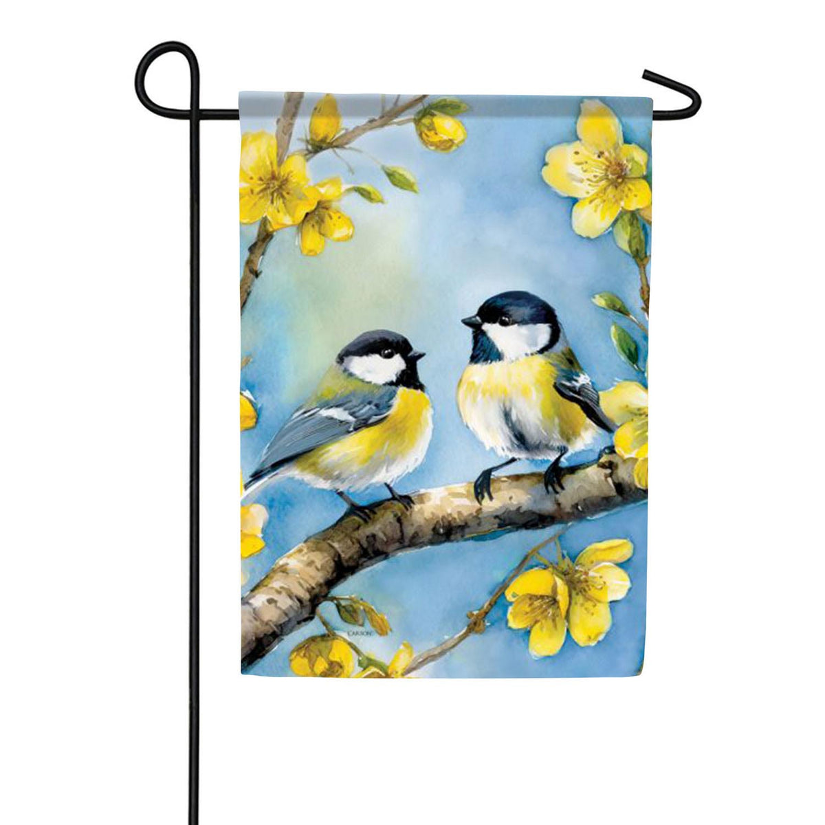Golden Chickadee Morning Garden Flag 12.5 x 18
