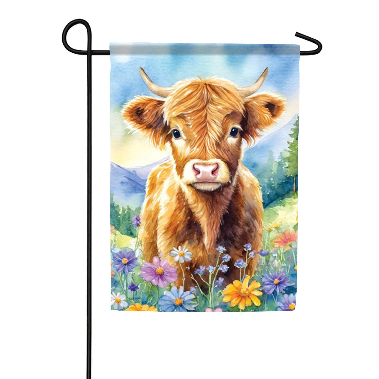 Highland & Wildflowers Garden Flag 12.5 x 18