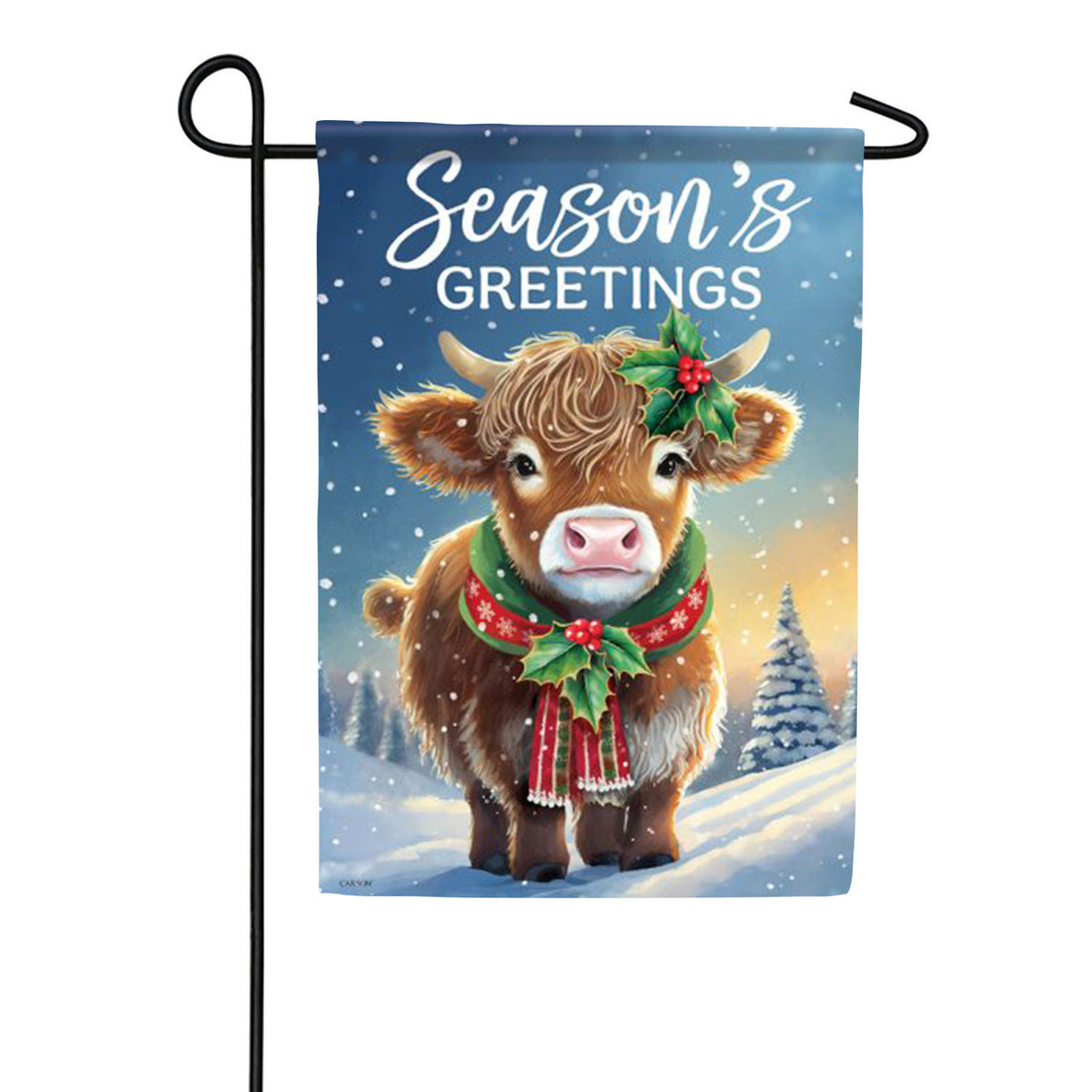 Season's Greeting Cow Garden Flag