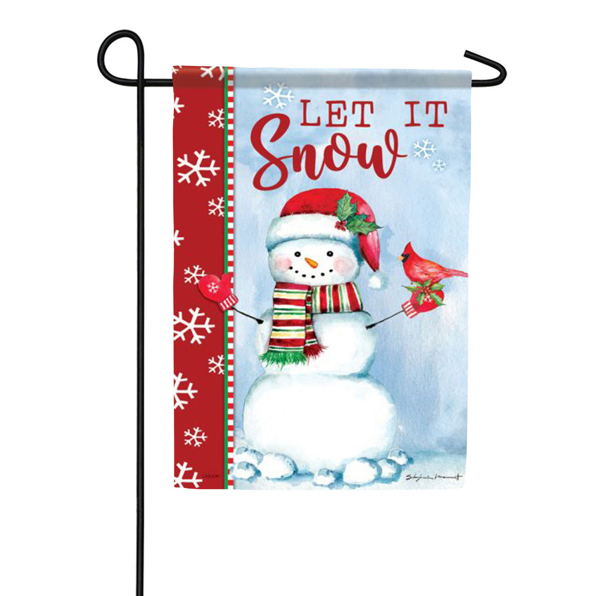 Snowman Cardinal Double Sided Garden Flag