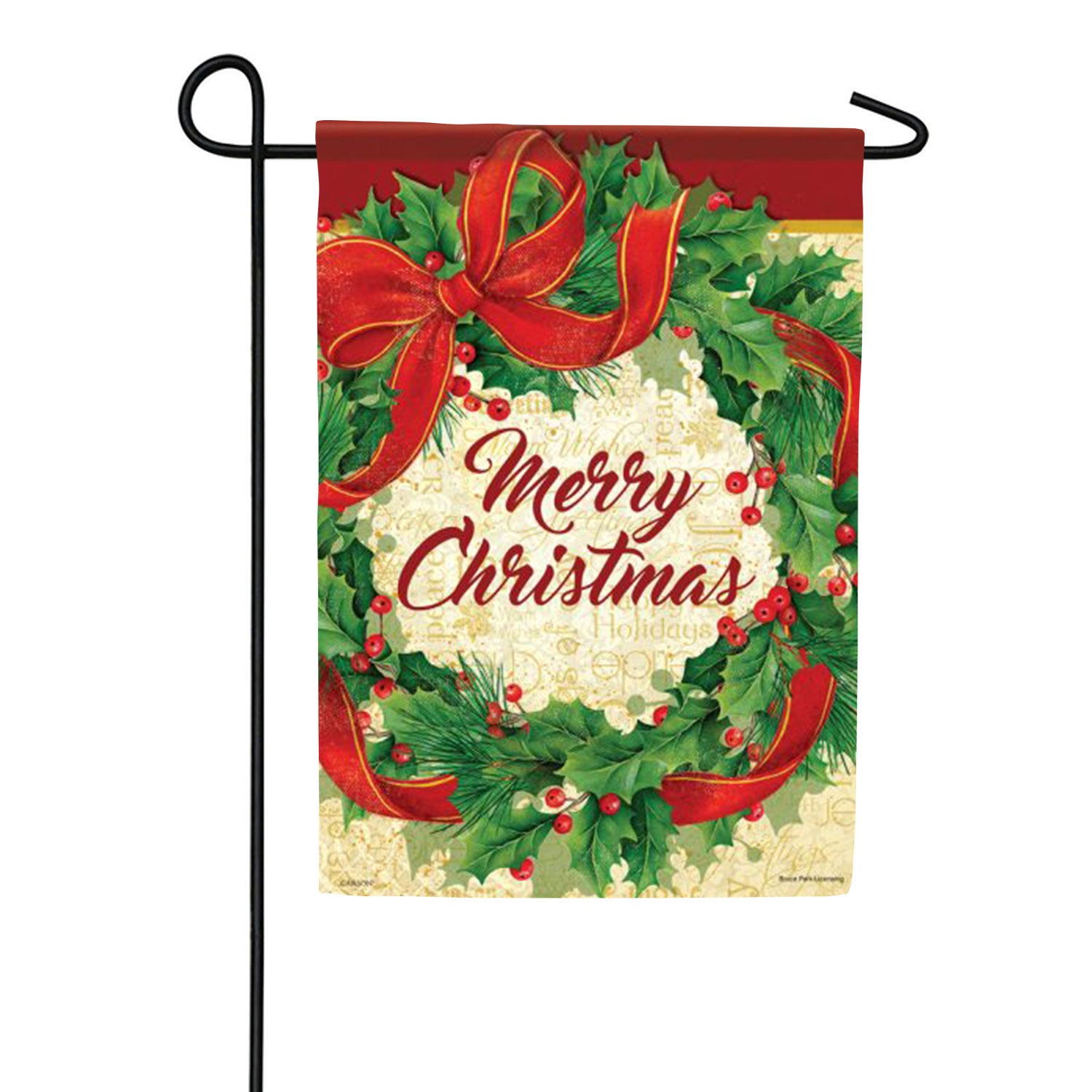 Holly Berries Wreath Double Sided Garden Flag