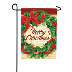 Holly Berries Wreath Double Sided Garden Flag