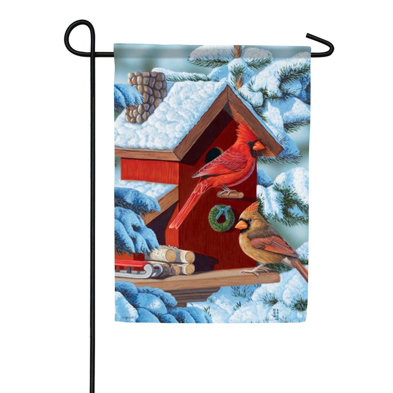 Winter Cardinals House Double Sided Garden Flag