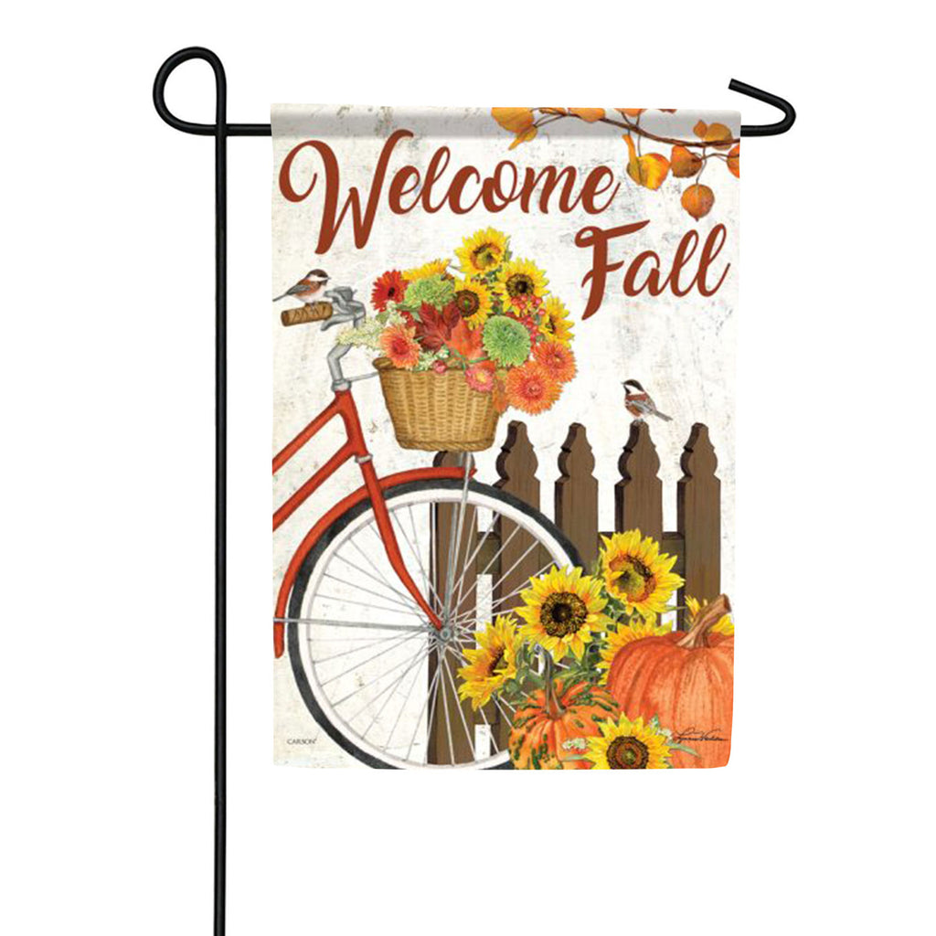Chickadee Bike Double Sided Garden Flag