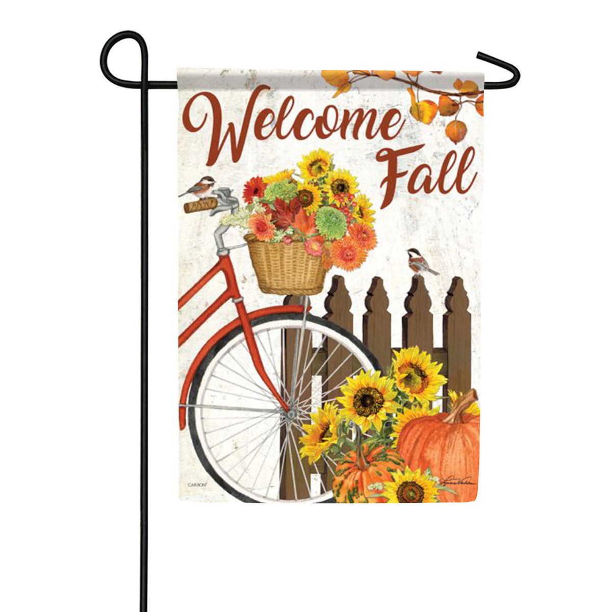 Chickadee Bike Double Sided Garden Flag
