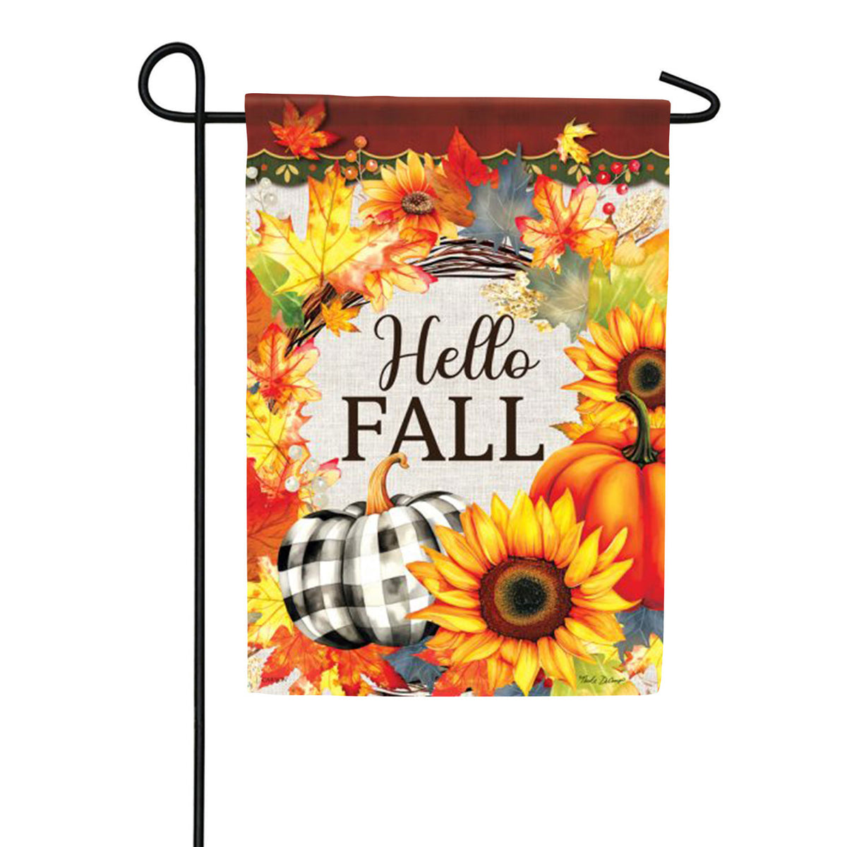 Gingham Wreath Double Sided Garden Flag