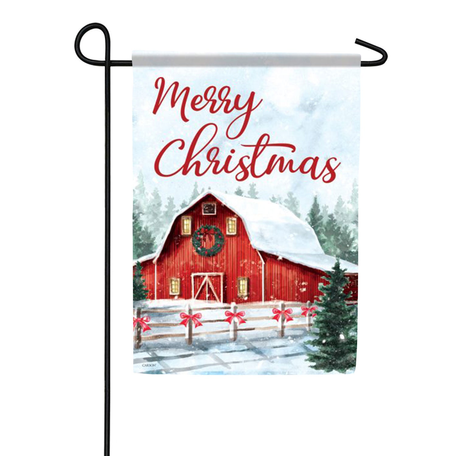 Snowy Barns Double Sided Garden Flag