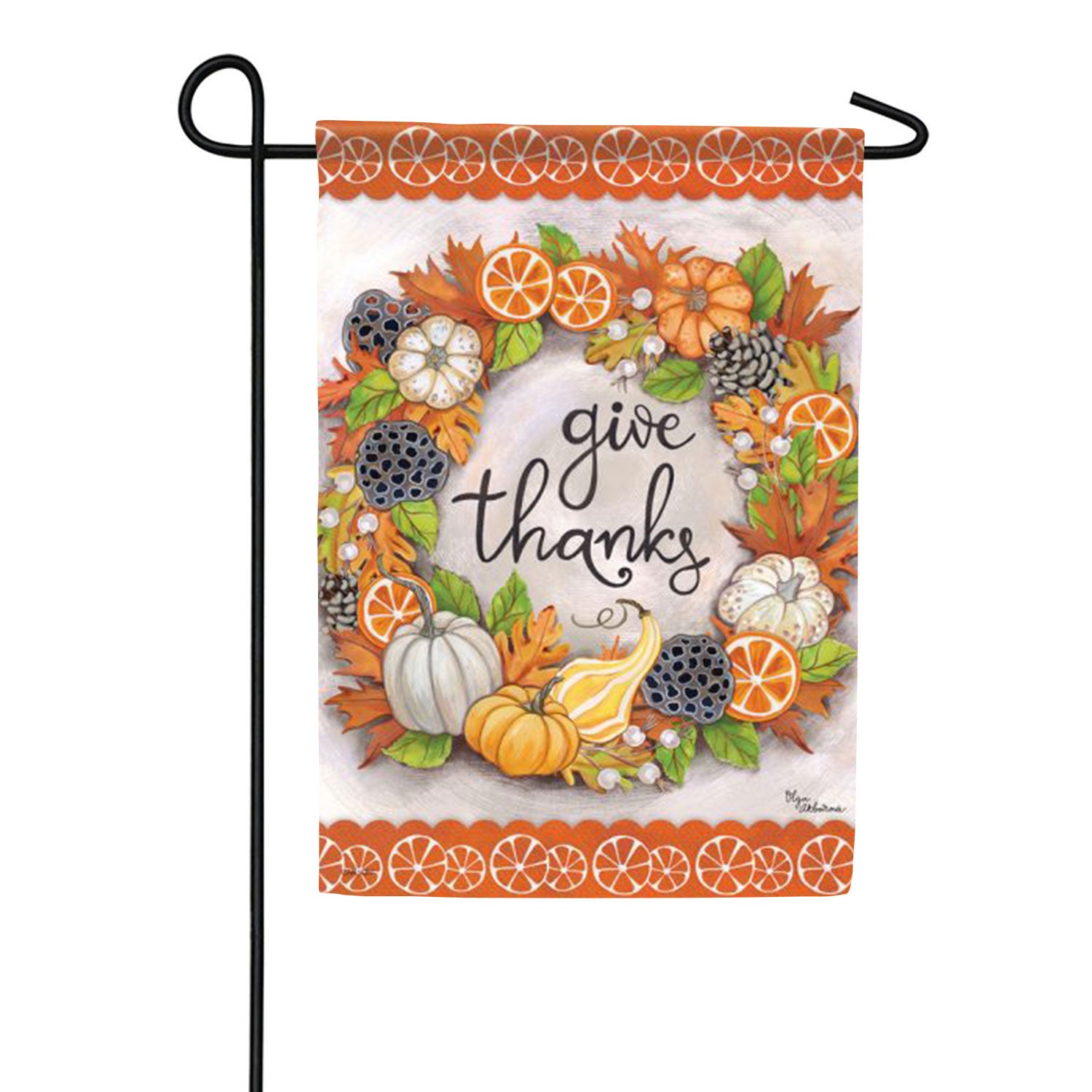 Give Thanks Wreath Double Sided Garden Flag 12.5x18