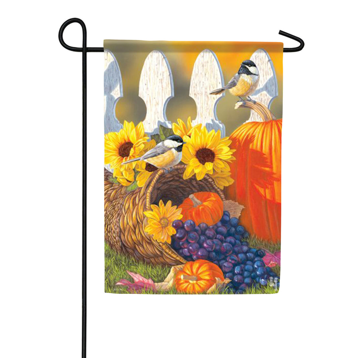 Fall Chickadees Double Sided Garden Flag
